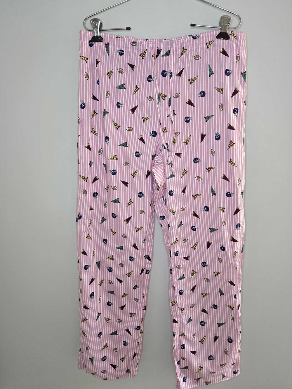 GAP pink + white striped pajamas, varsity football print, 100% cotton, new